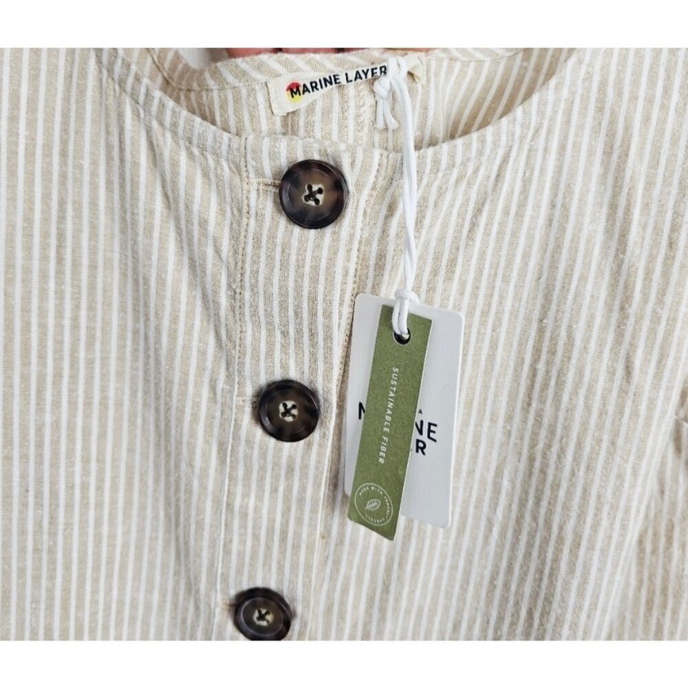 Marine Layer Sydney Natural Stripe Button-Front Jumpsuit, new with tags - Picture 3 of 7